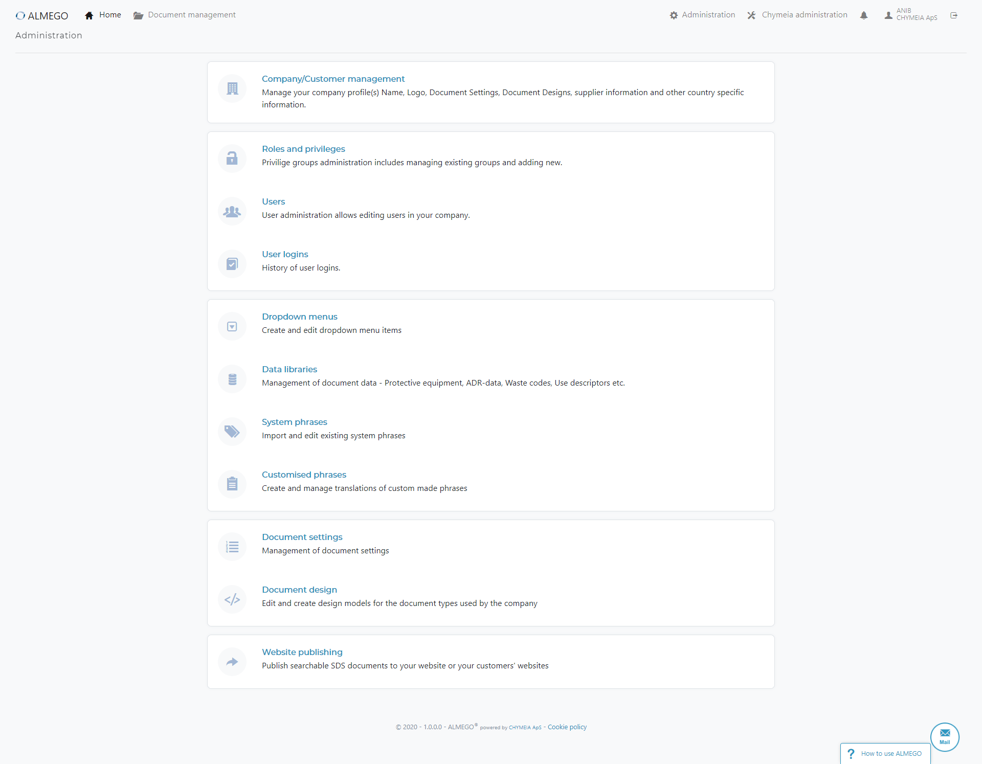 Admin Home – After redesign