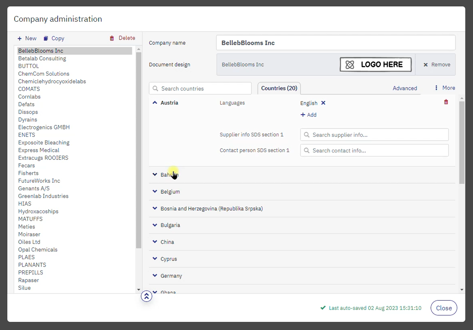 Company Management – After redesign