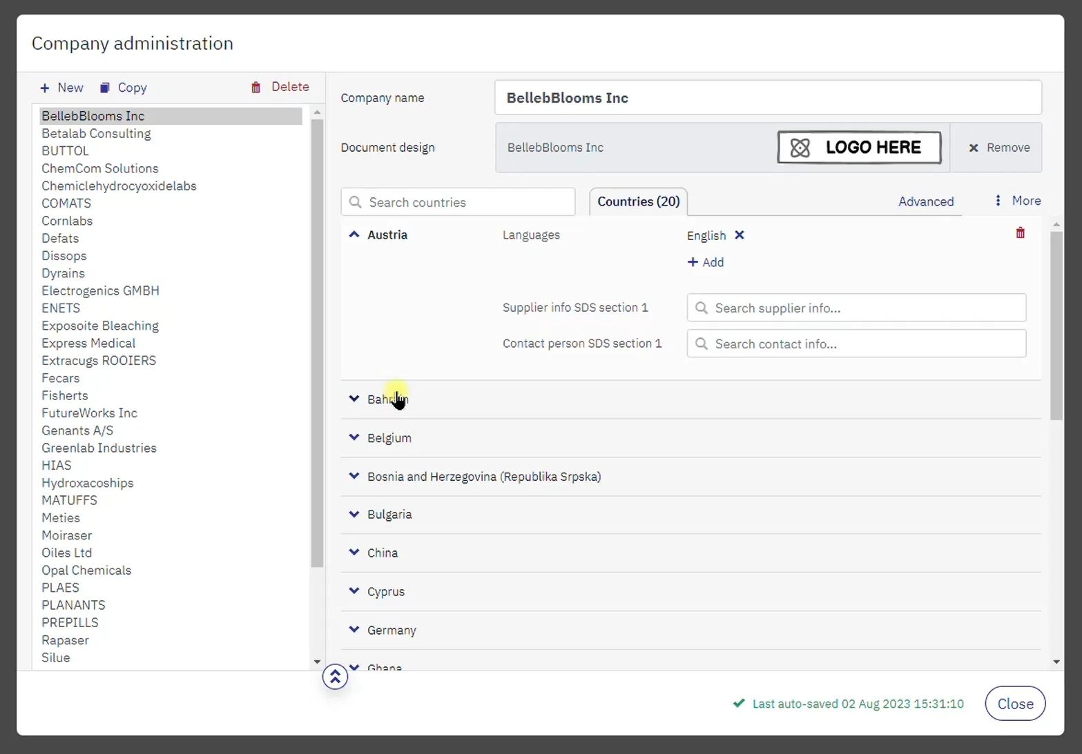 Company Management – After redesign