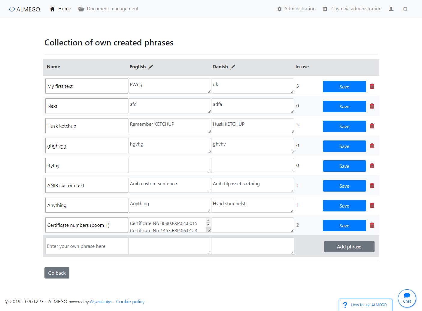 Own Phrases – Before redesign