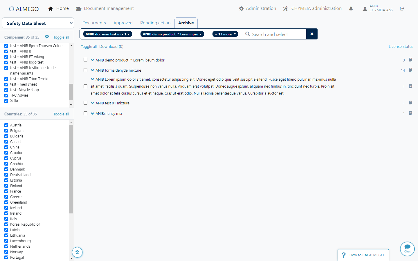 <strong>Search and deep-linking:</strong> As part of the concept, we provided the ability to search for multiple products, generating a unique link to that particular view. That also allowed us to deep-link from a particular product's chemical data page directly to its pertaining documents, something we couldn't do in the previous design. This enabled users to quickly switch back and forth between editing data and generating new drafts to see the changes. 