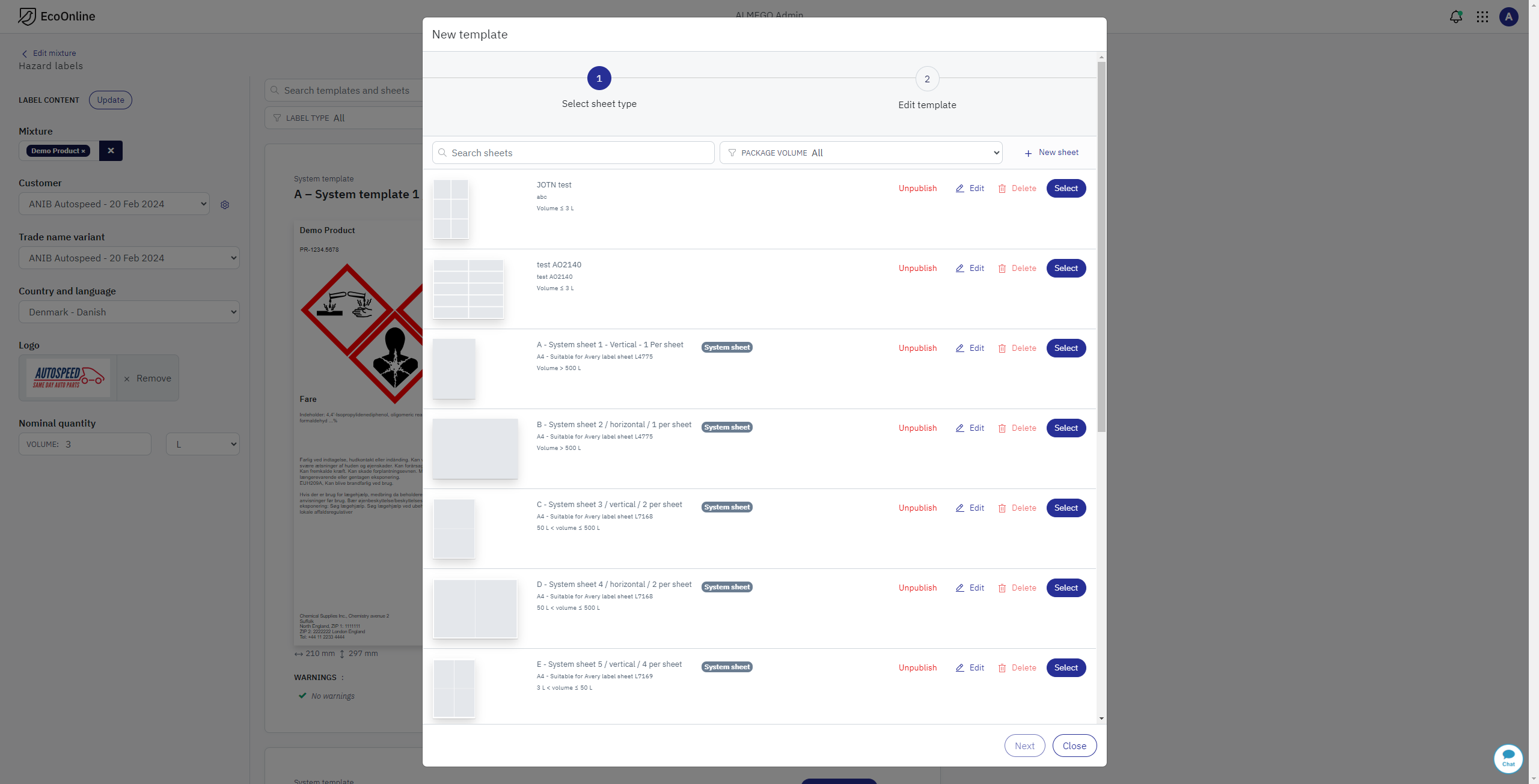 <strong>Final design:</strong> The feature also included an admin interface to manage print sheets and template designs.