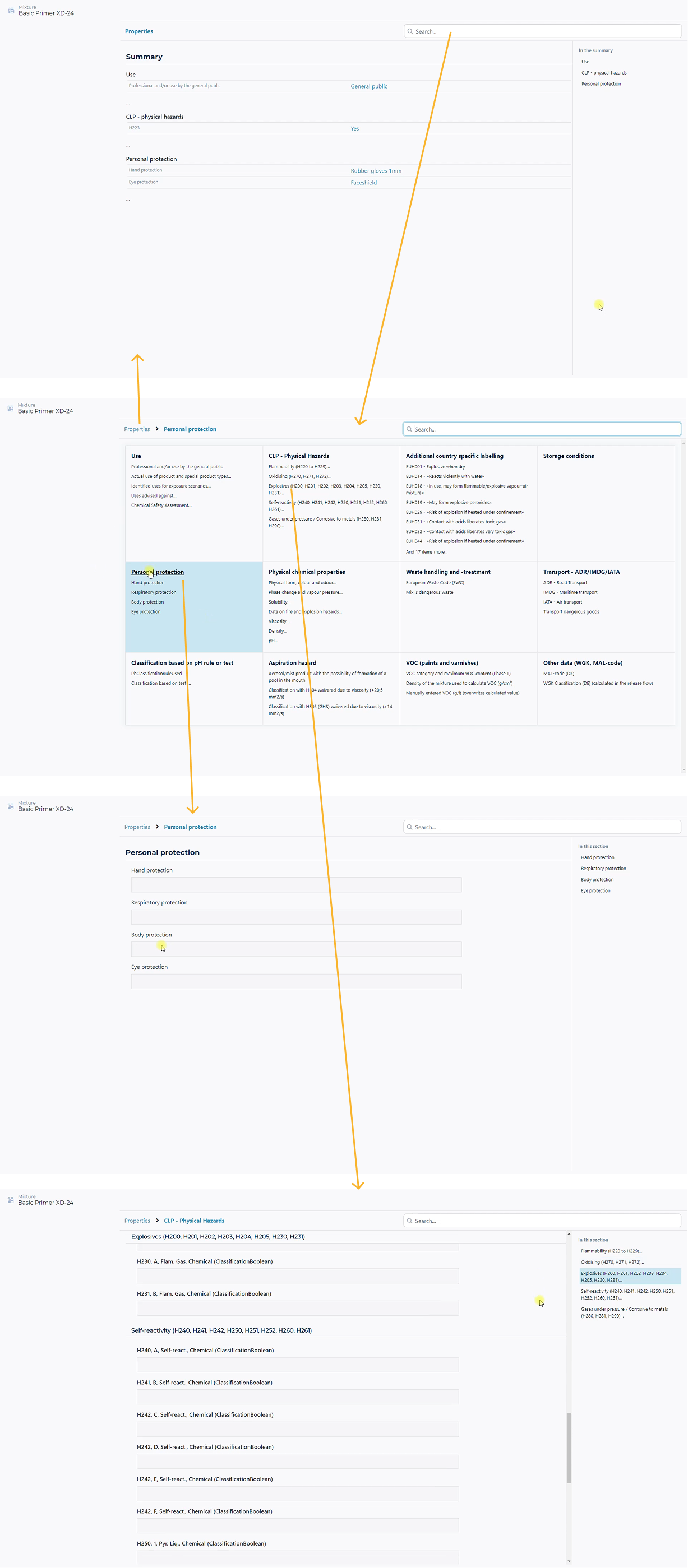 Intermediate concept design exploration featuring a summary of user edited properties in combination with a mega menu. While the summary was an interesting idea, it would constitute an extra layer of 'redundancy' and thus out of scope for this focused redesign. The mega menu provides an at-a-glance overview and quick navigation (according to NNGroup and others), however, it was discarded since it wouldn't be sufficiently scalable (with new menu items being added in future updates). Also there would be an uneven number of submenu items across main navigation items, making for an 'unbalanced' menu. In general, this design wasn't straightforward enough with too many moving parts.