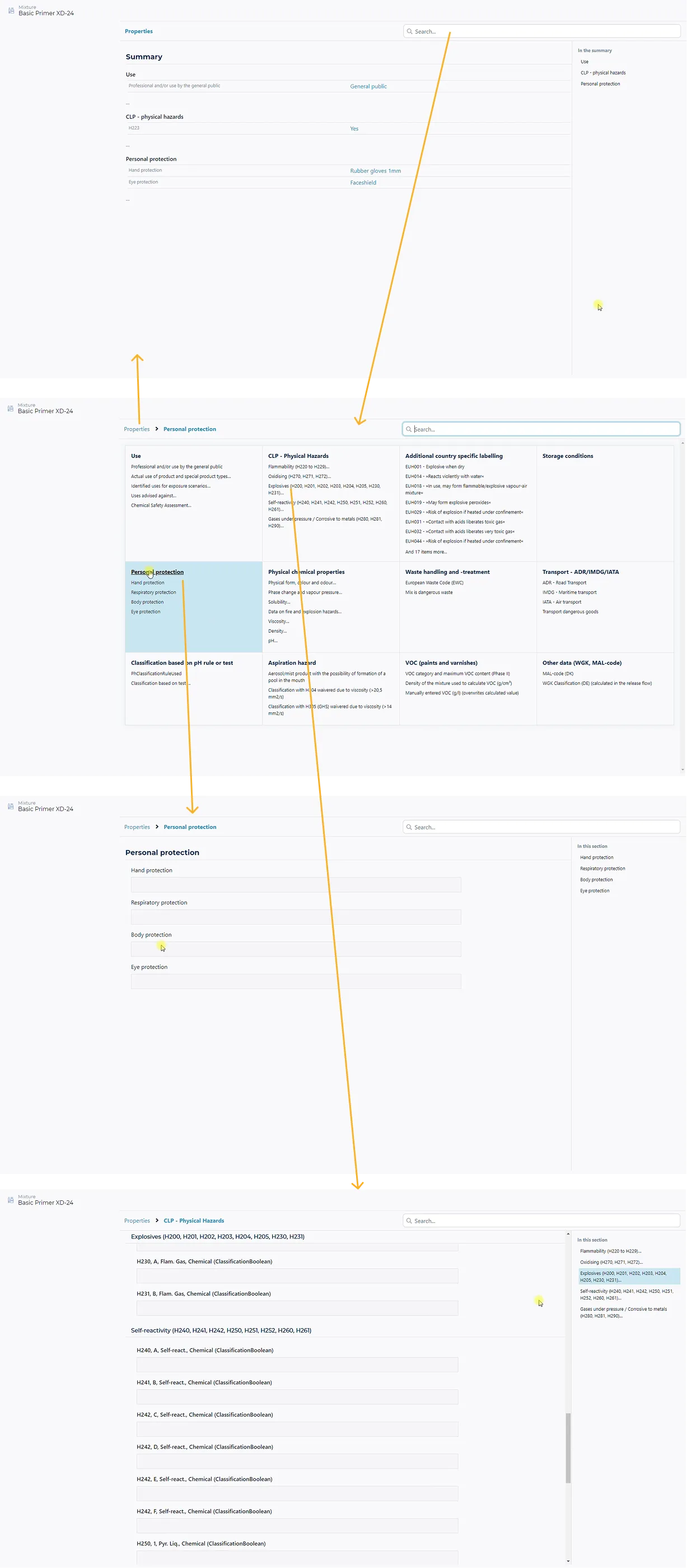 It was clear to me quite early on that we had to ditch the nested panels, so I explored and sketched out different concept solutions trying out various layout and navigation designs.<br><br>In the process I was inspired by the navigation concept of Miller columns, where each level in the hierarchy is represented by adjacent columns. However, that was abandoned since it could also lead to quite a lot of clicking back and forth &ndash; what NNGroup would call pogo sticking.<br><br>The illustration here is an intermediate concept design exploration featuring a summary of user edited properties in combination with a mega menu.<br><br>While the summary was an interesting idea, it would add an extra layer of redundancy covering up content when in use — so it didn't seem like the most efficient design.<br><br>Although a mega menu provides at-a-glance overview and quick navigation (according to NNGroup and others), it also had the drawback of not being sufficiently scalable (with new menu items being added in future updates).<br><br>In addition, there would be an uneven number of submenu items across main navigation items, making for an 'unbalanced' menu. In general, this design wasn't straightforward enough with too many layers.