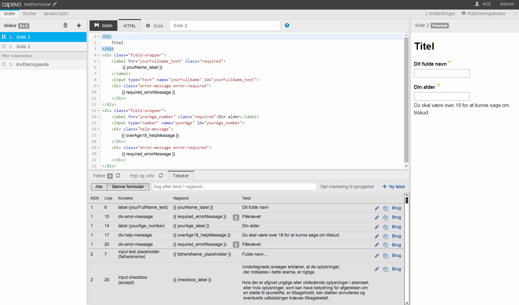 Mockup of how language texts and {{ keys }} could be handled in the source code in KMD XForm Responsive editor.