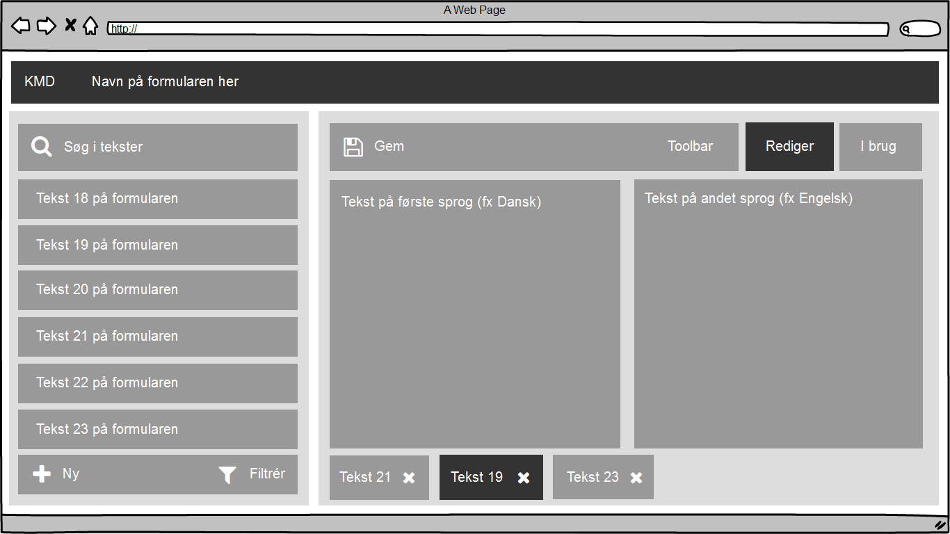 One of the first conceptual wireframes.